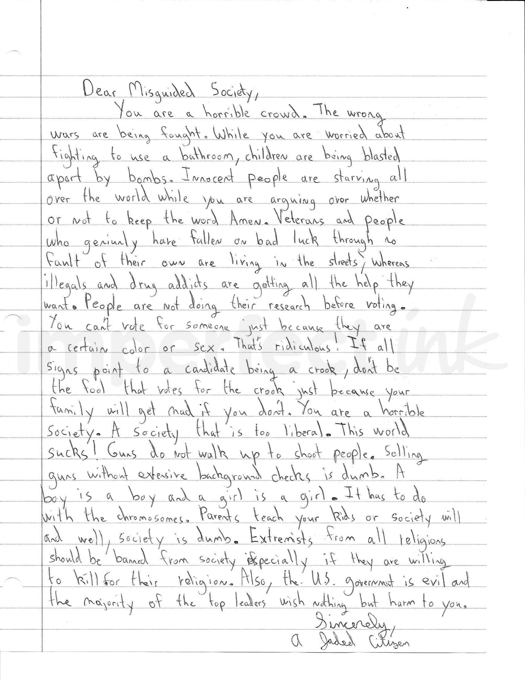 Handwritten letter thumbnail