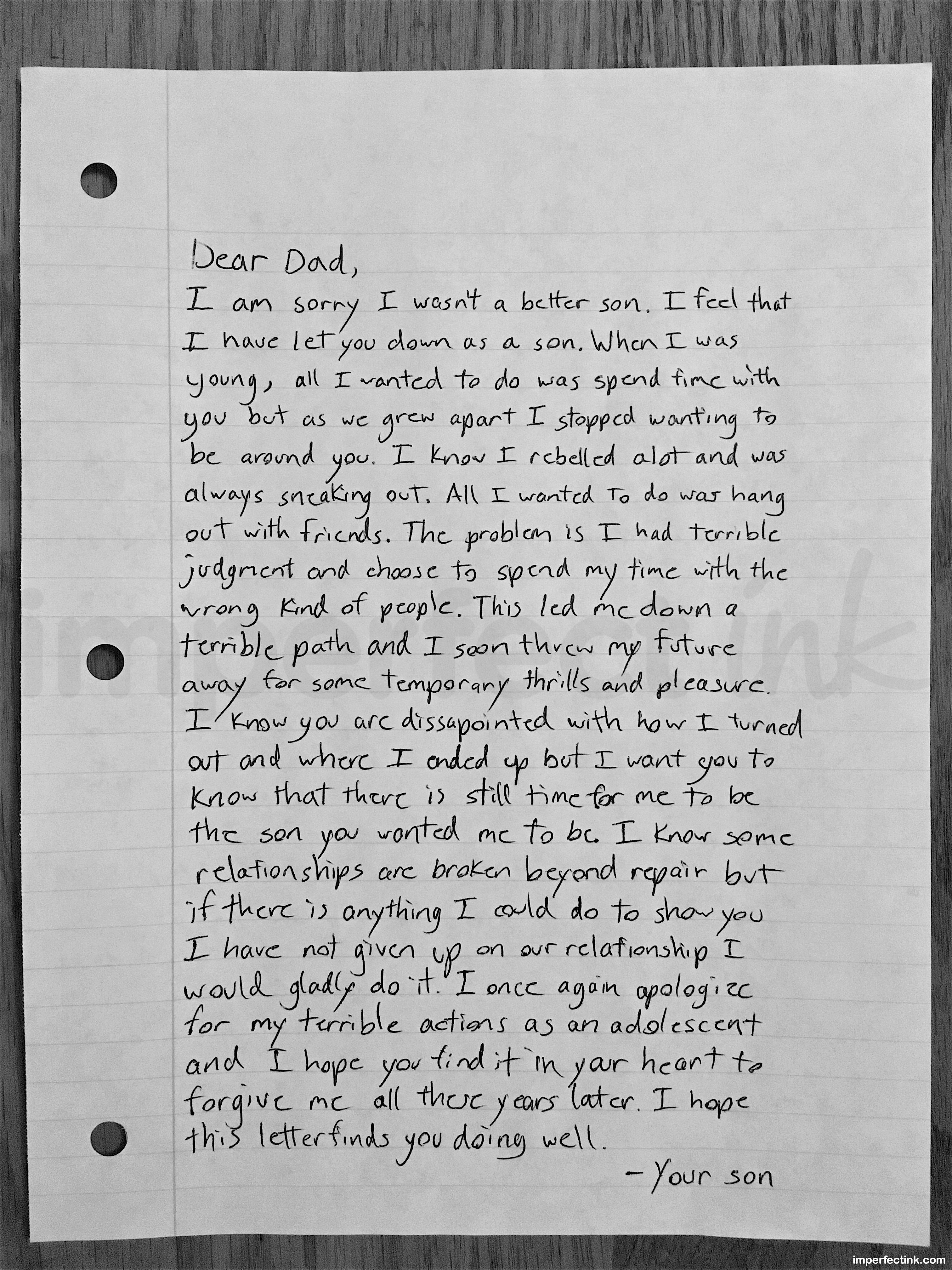 apology letter to dad from son