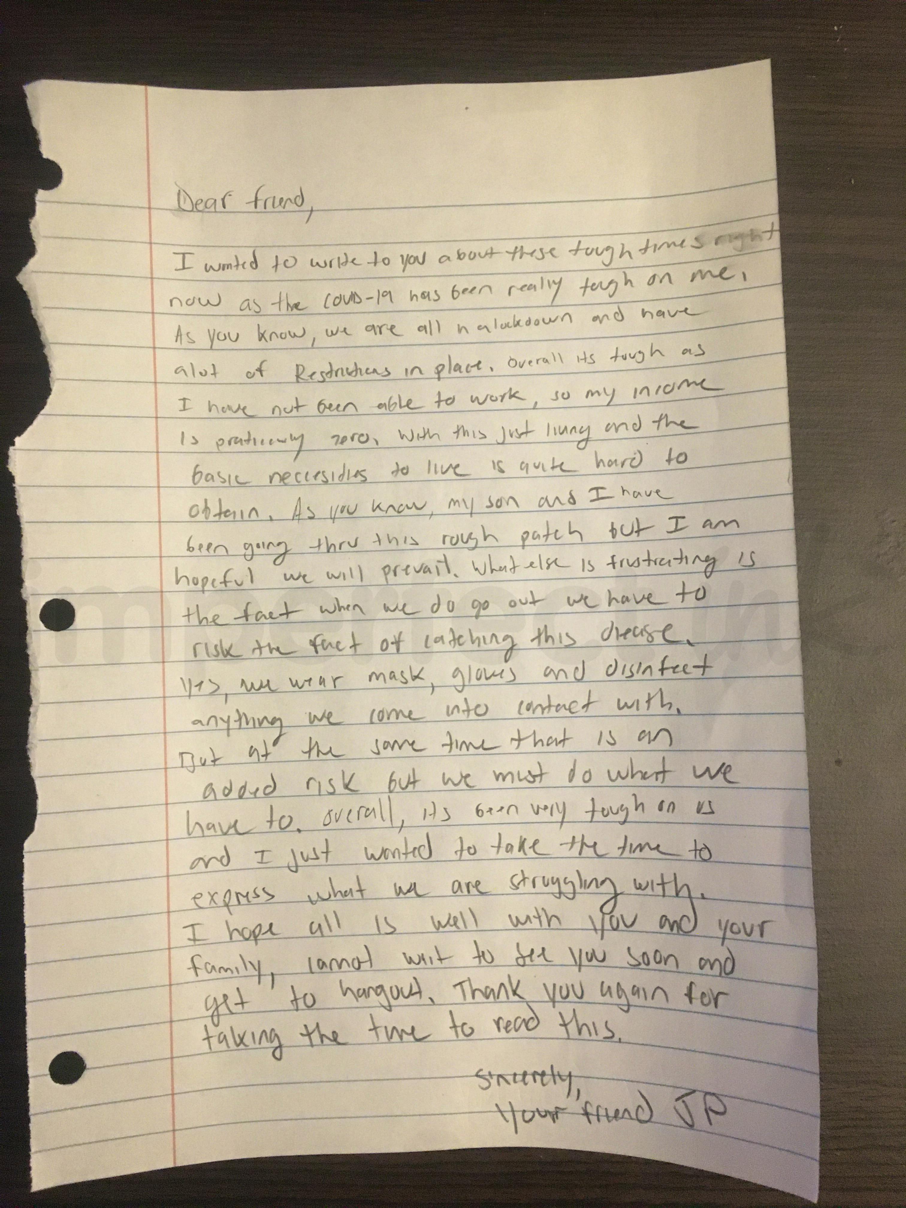 Handwritten letter thumbnail