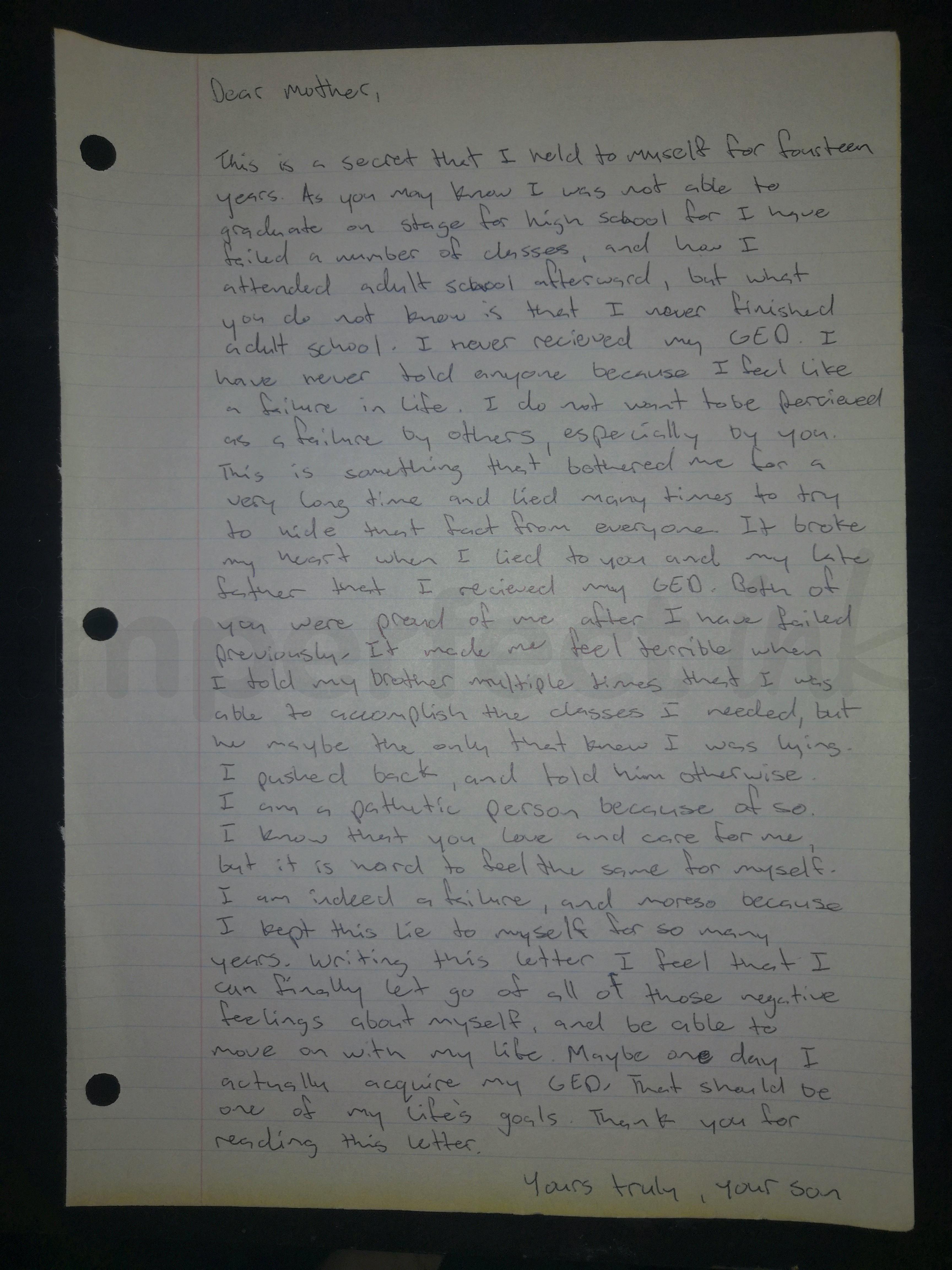 Handwritten letter thumbnail