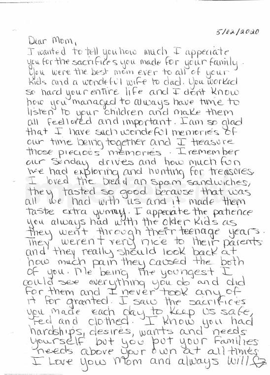 Handwritten letter thumbnail