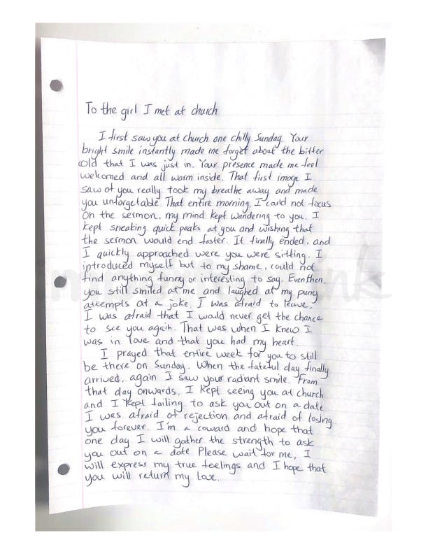 Handwritten letter thumbnail