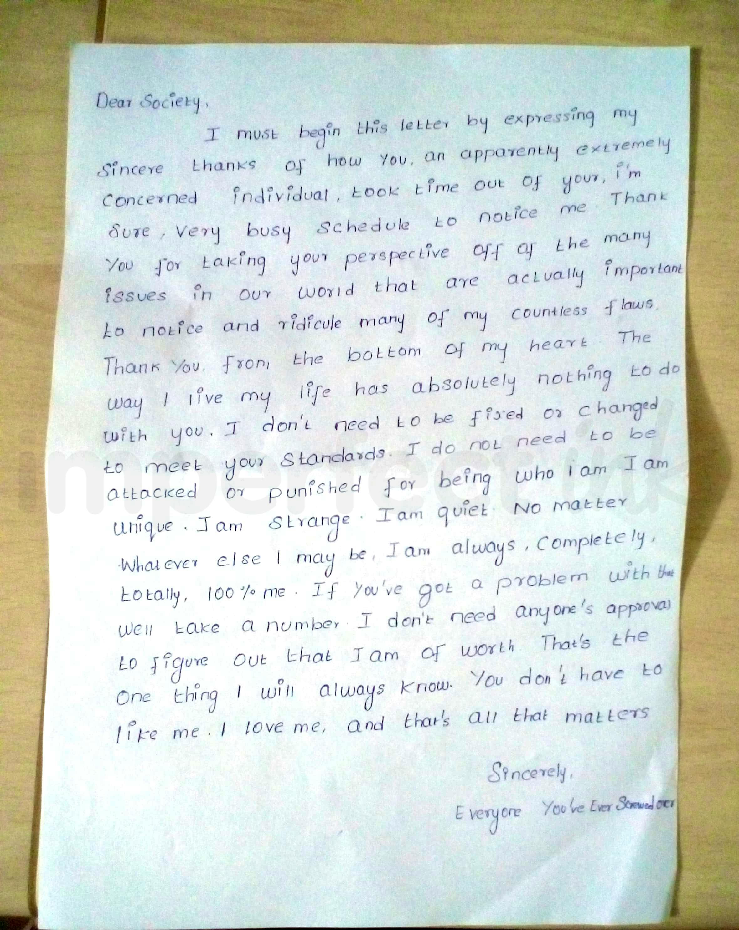 Handwritten letter thumbnail