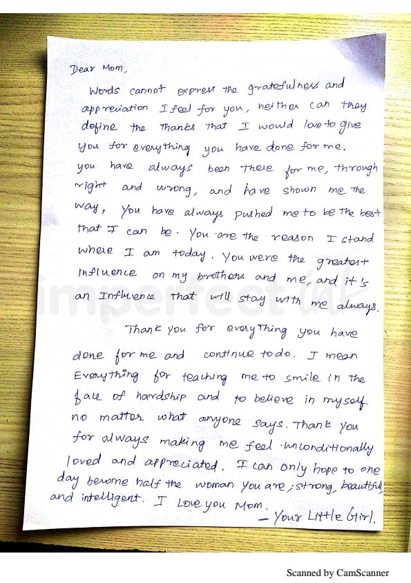 Dear Mom Words Cannot Express The Gratefulness And Imperfect Ink