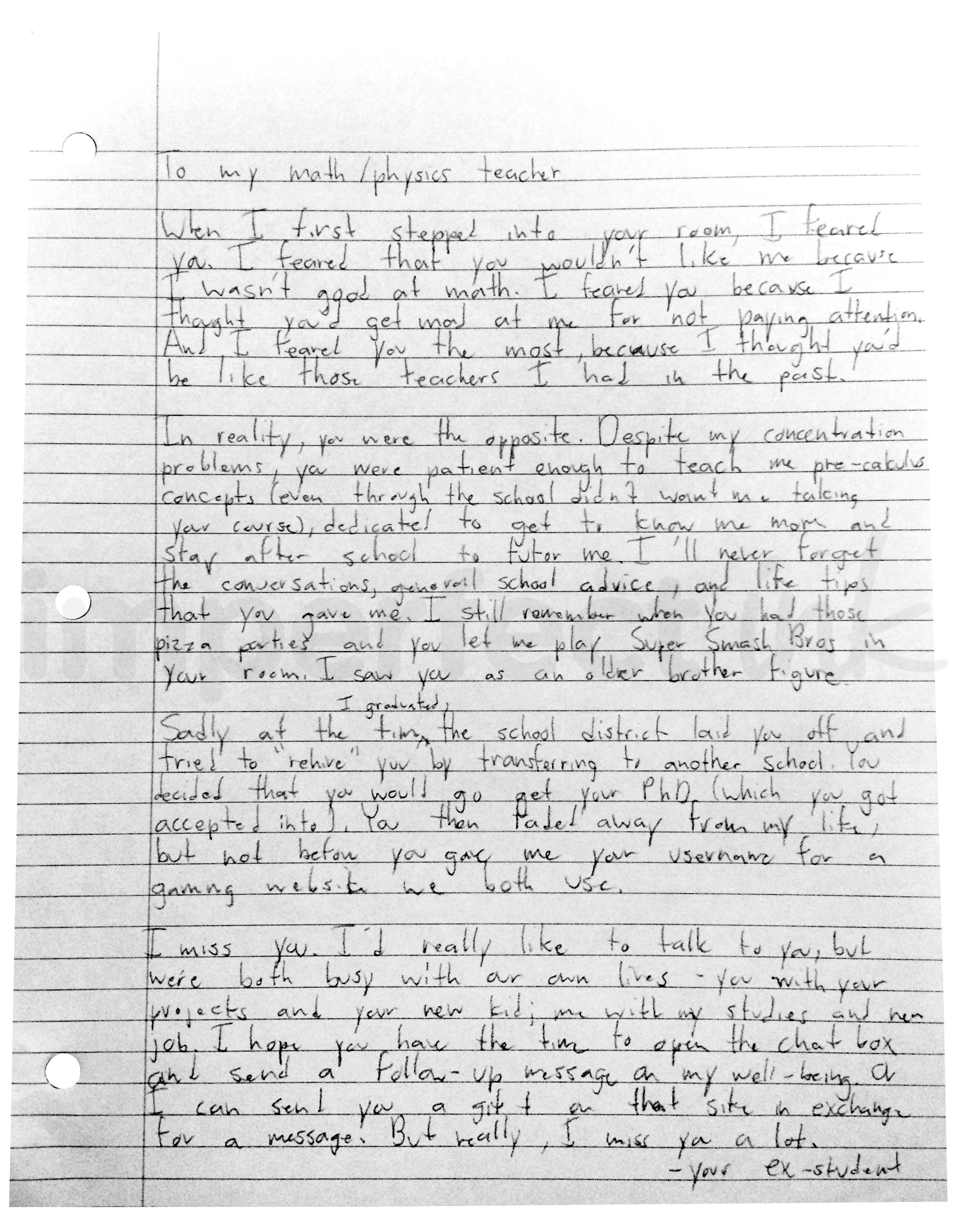 Handwritten letter thumbnail