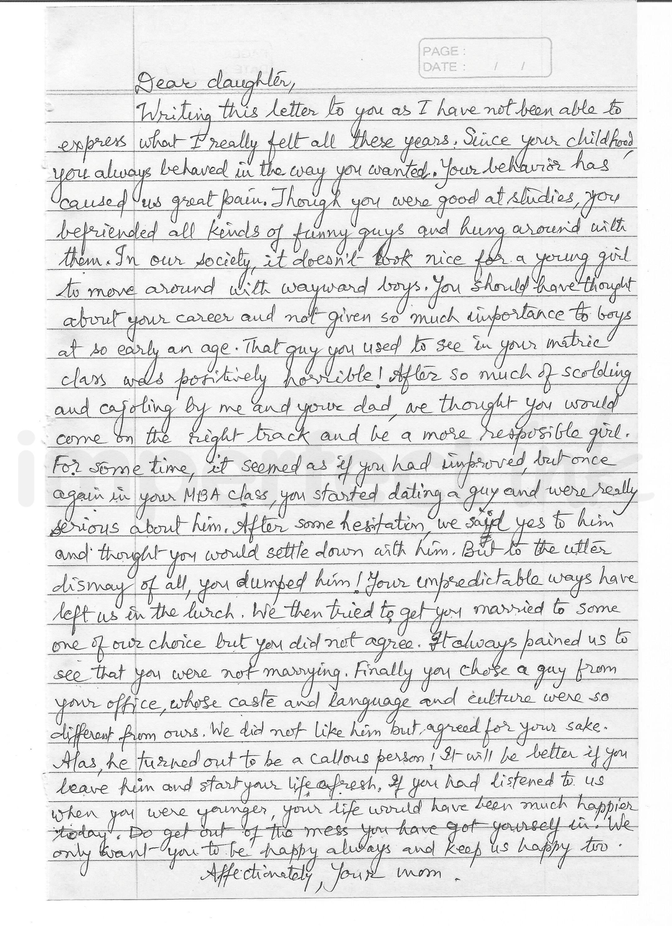 Handwritten letter thumbnail