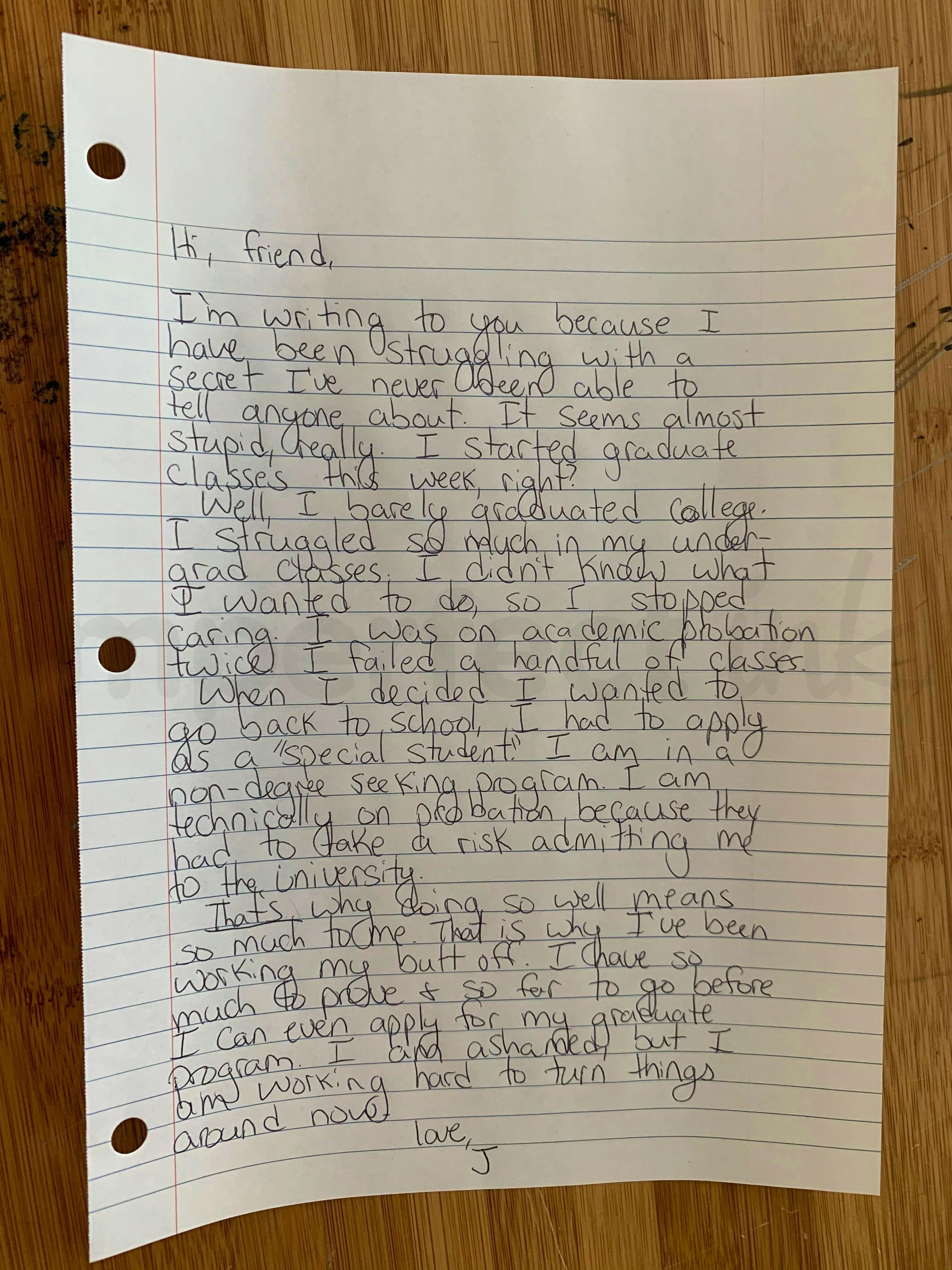 Handwritten letter thumbnail