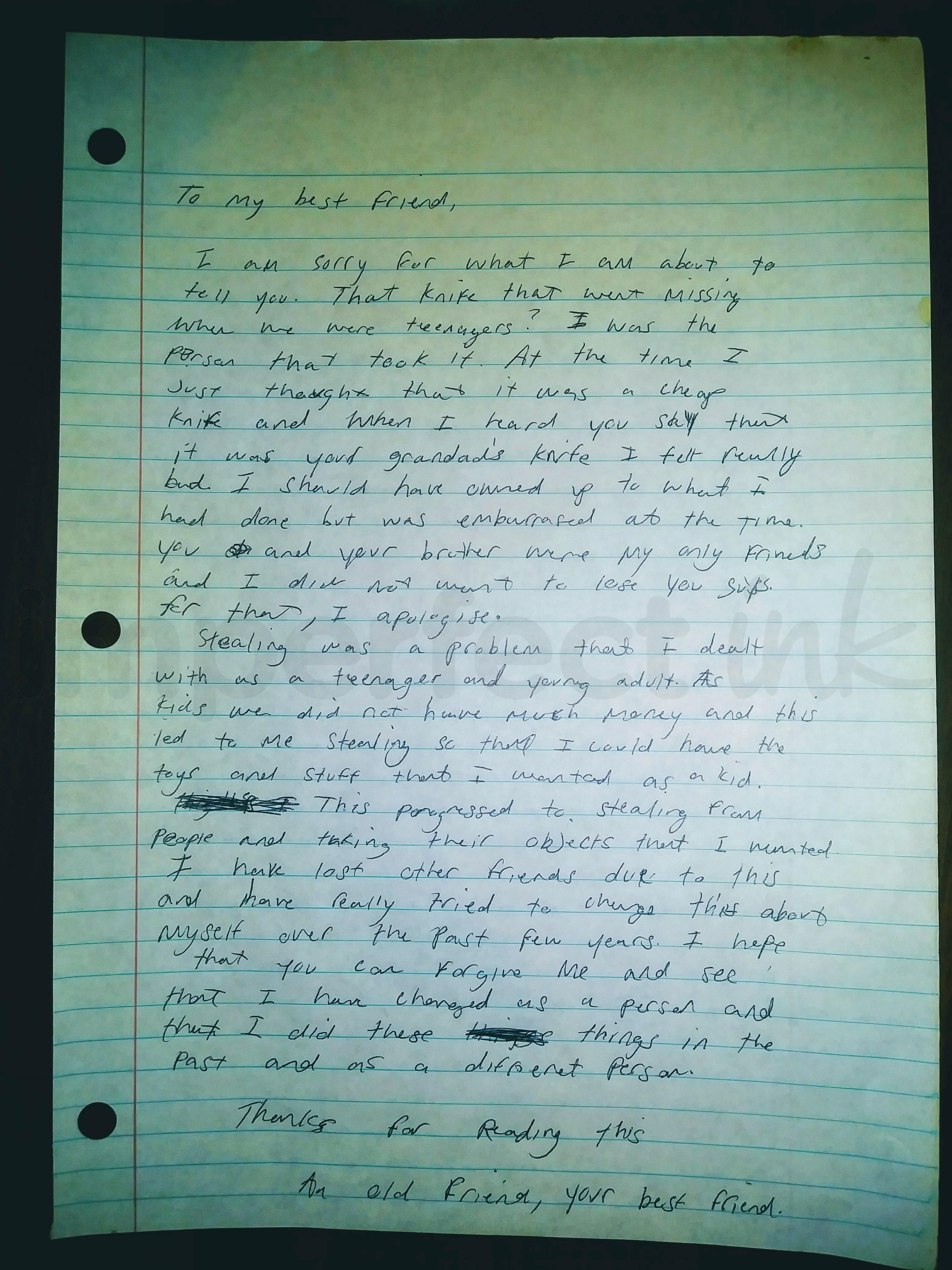 Handwritten letter thumbnail