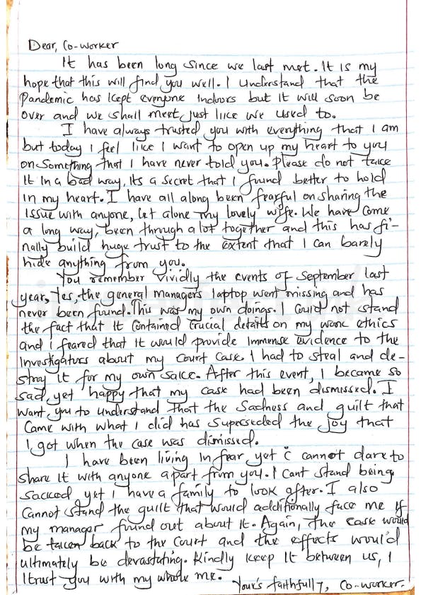 Handwritten letter thumbnail