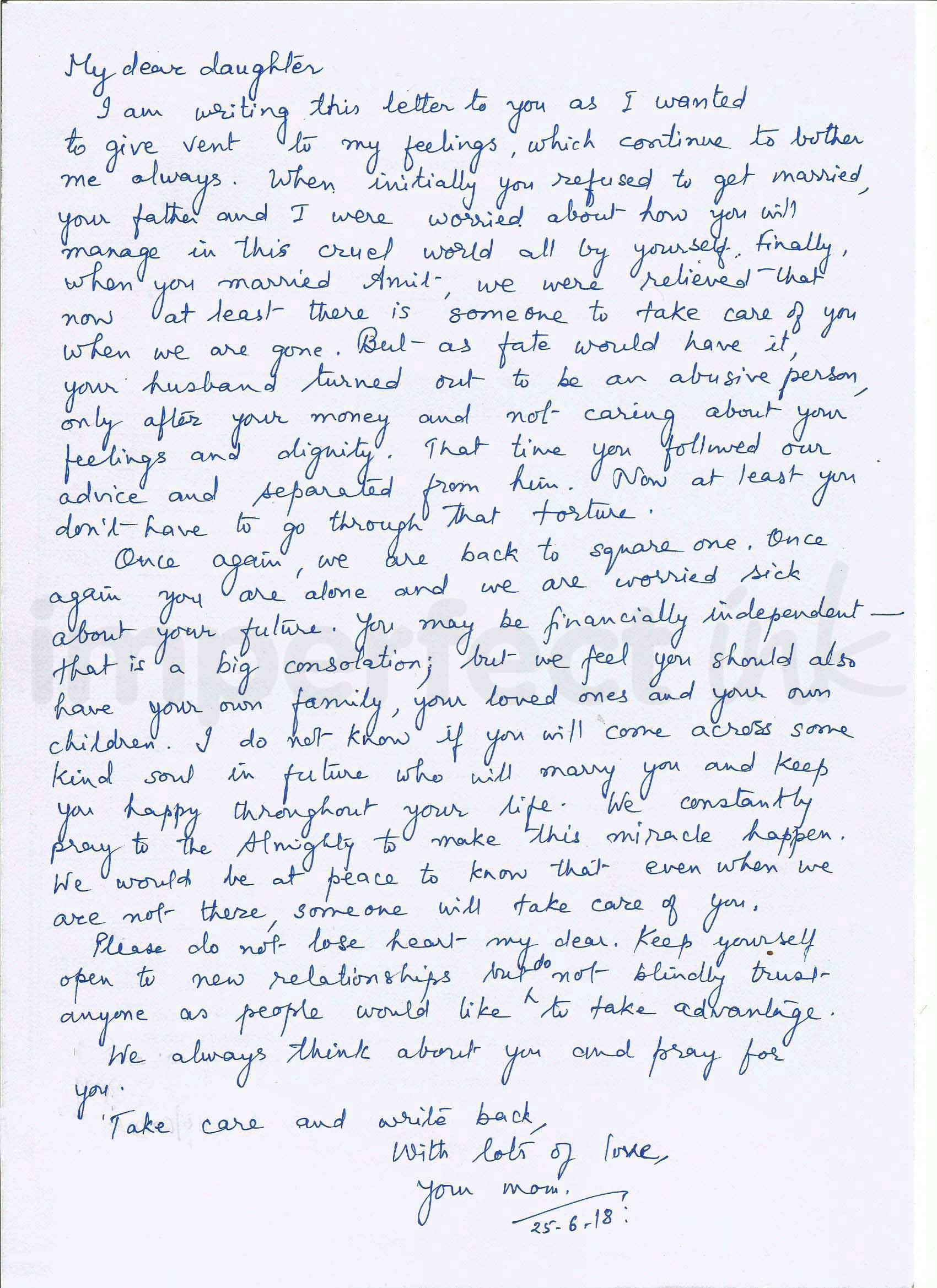 Handwritten letter thumbnail