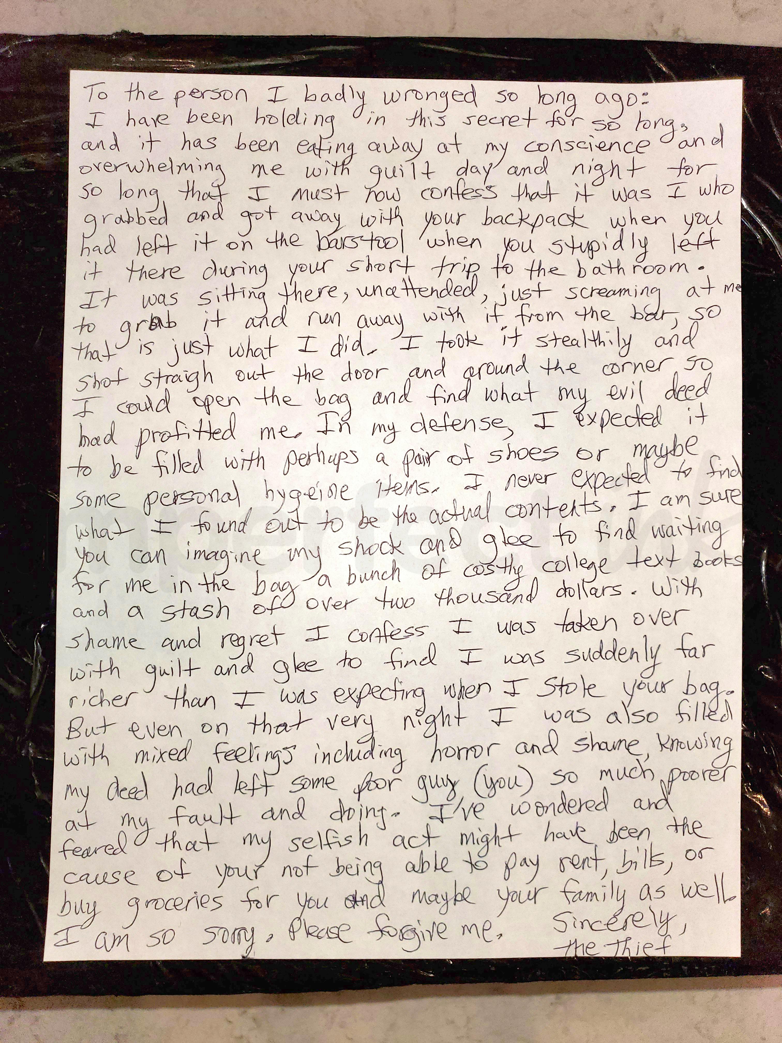 Handwritten letter thumbnail