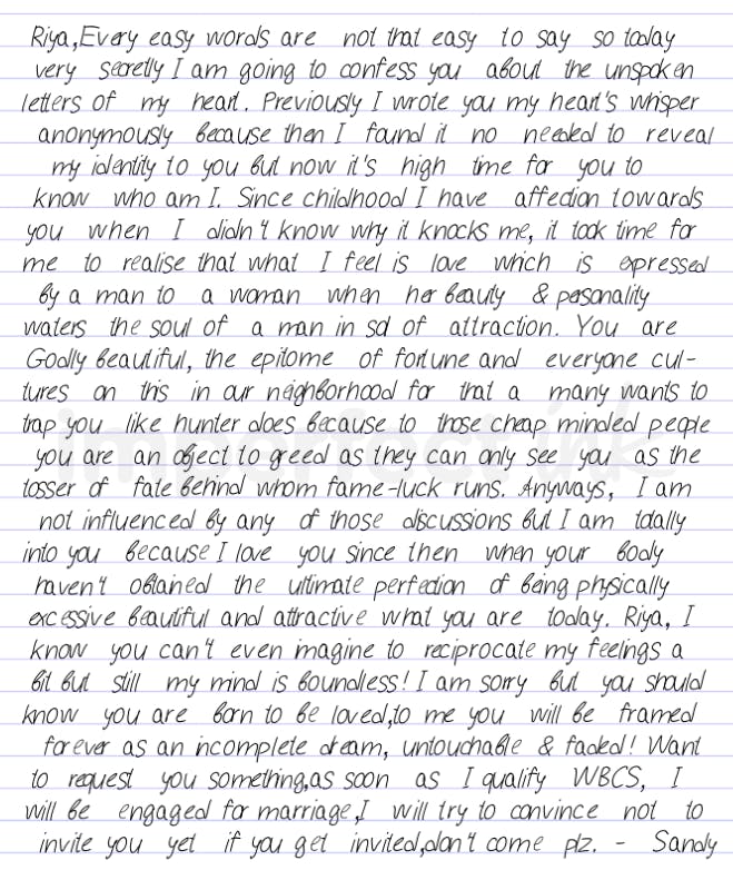 Handwritten letter thumbnail