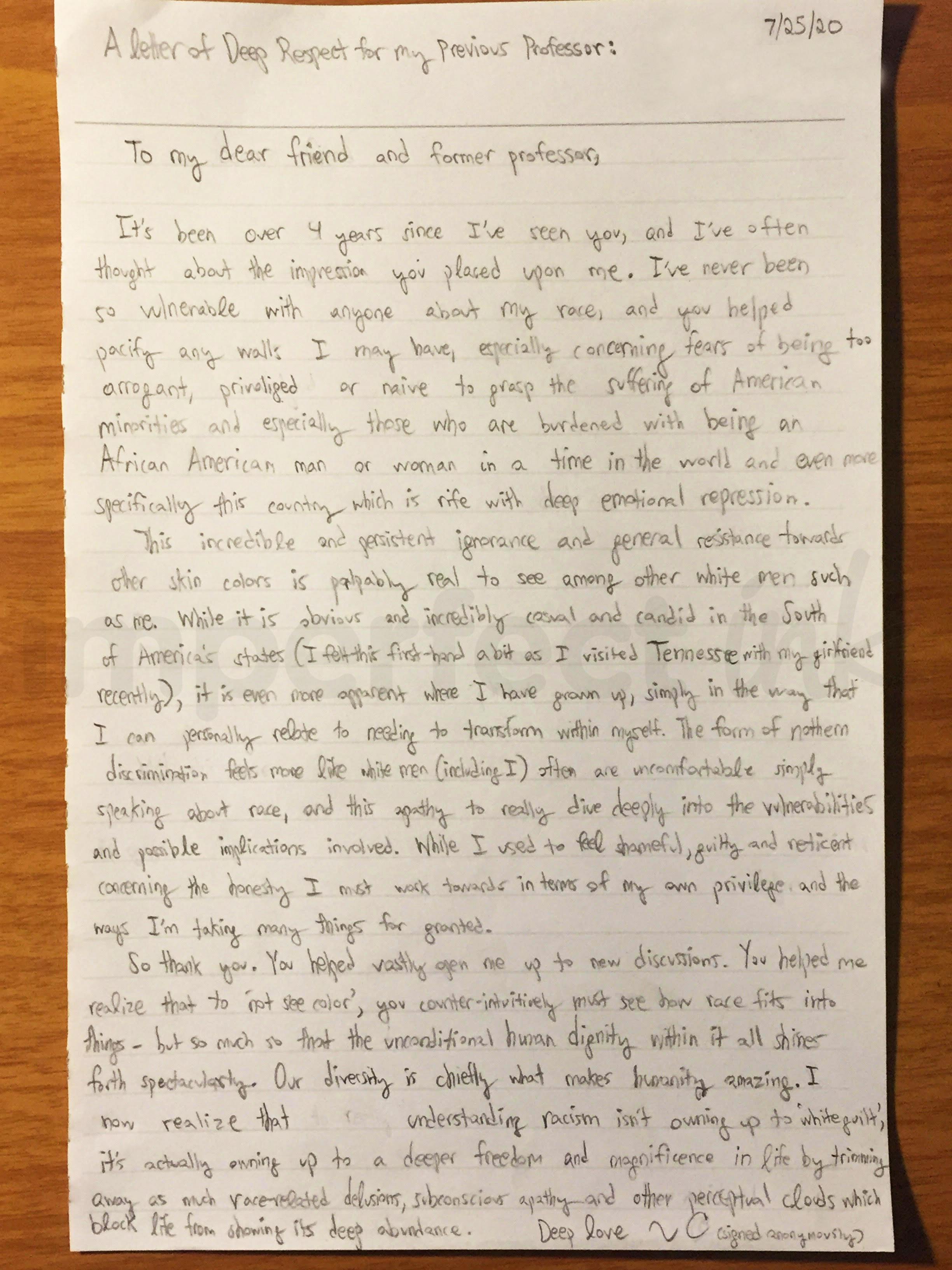 Handwritten letter thumbnail