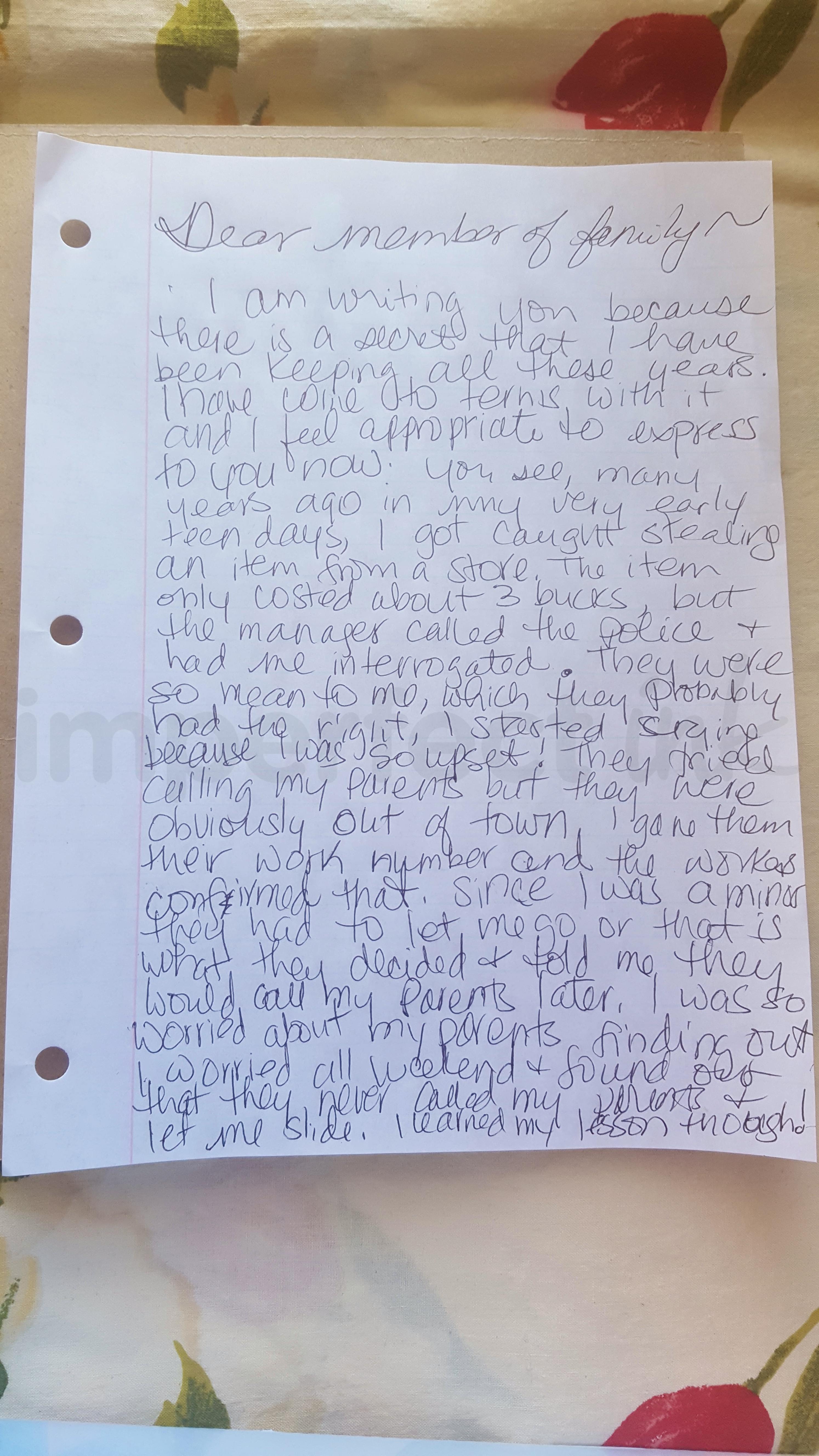 Handwritten letter thumbnail